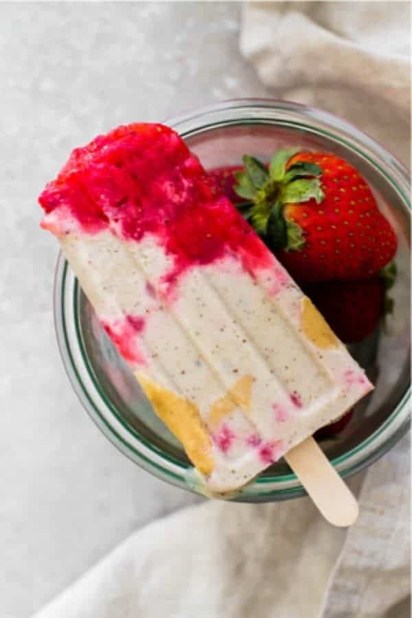 Strawberry Tahini Ice Cream Pops