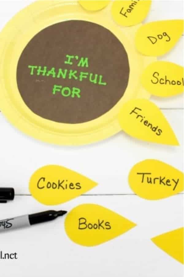 Thankful Sunflower Paper Plate Craft for Preschoolers