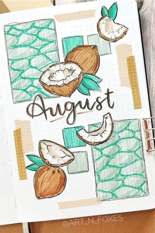 Coconut Doodle Summer Bujo Cover