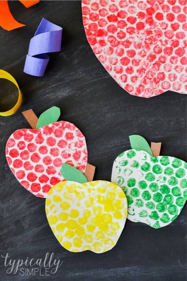 Bubble Wrap Painting Apple Craft