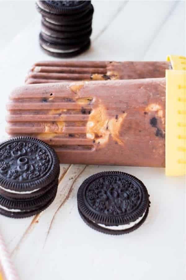 Chocolate Oreo Peanut Butter Popsicles