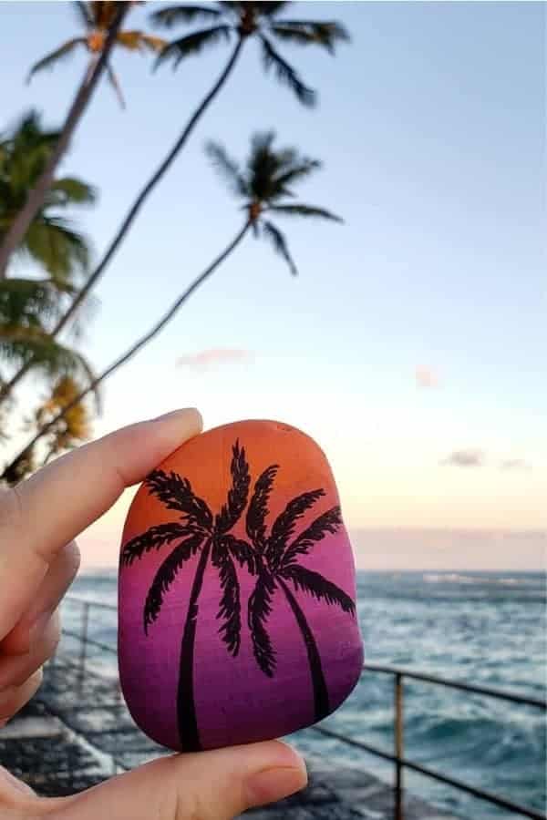 Palm Tree Painted Stone Inspiration