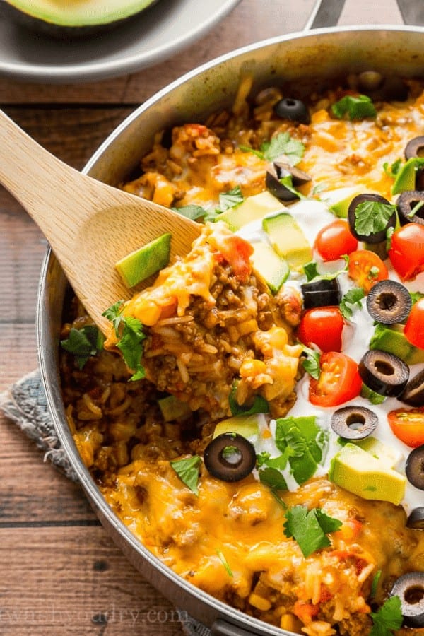 Velveeta Mexican Beef and Rice Skillet