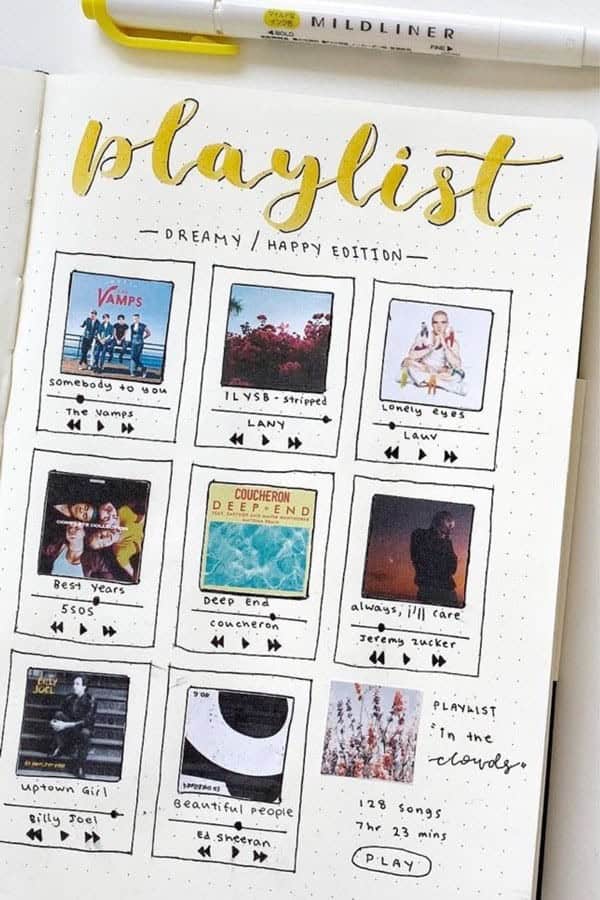 Bullet Journal Playlist Spread