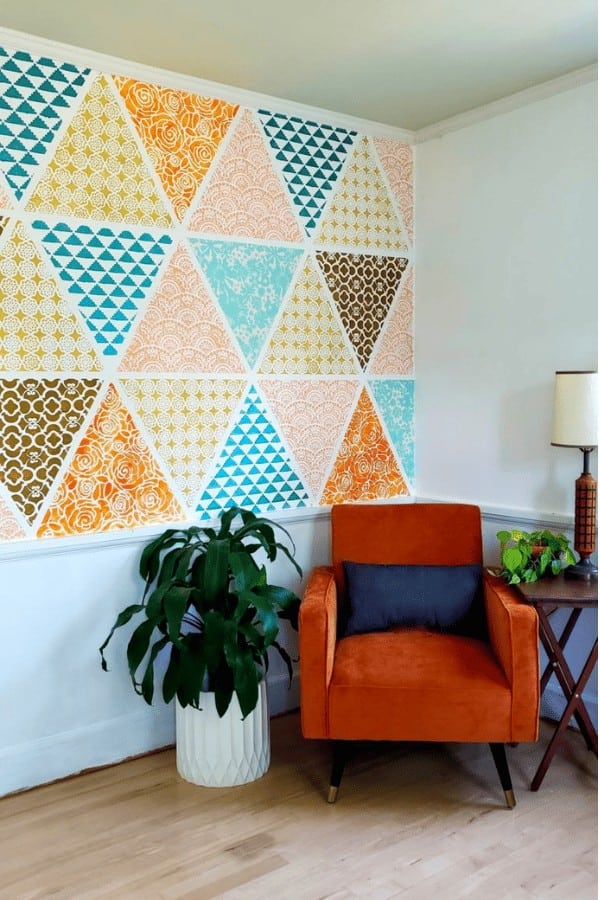 Patchwork Stencil Wall