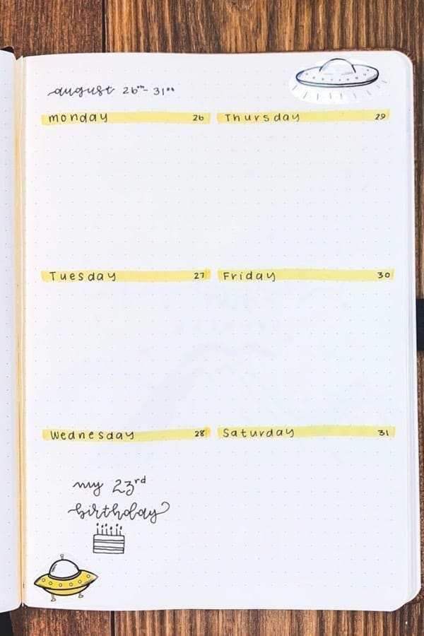 Yellow Space Theme Spread