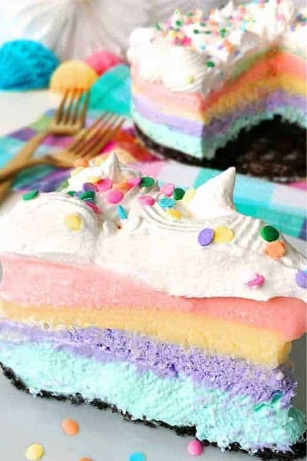 Unicorn Rainbow Dessert Lasagna