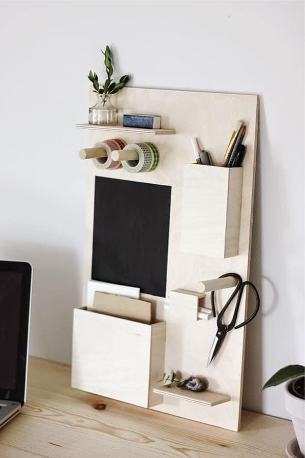 Modern Plywood Desktop Organization