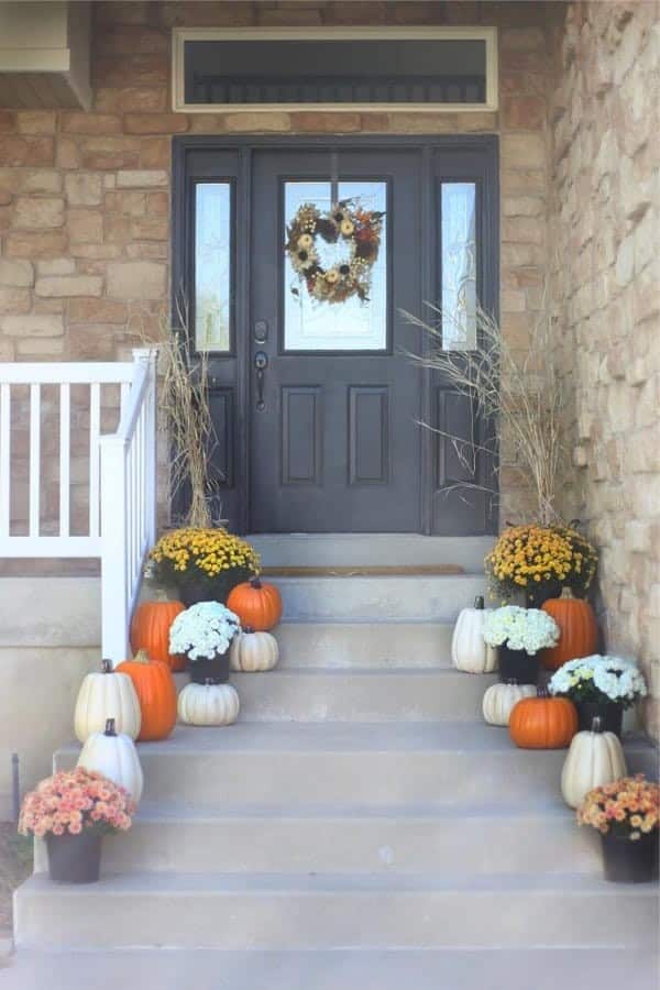 Fall Pumpkins On Front Steps