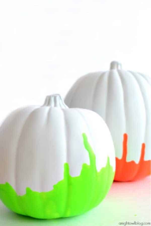 Neon Paint Dipped Pumpkins