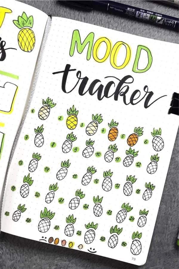 Mood Tracker With Pineapple Doodles