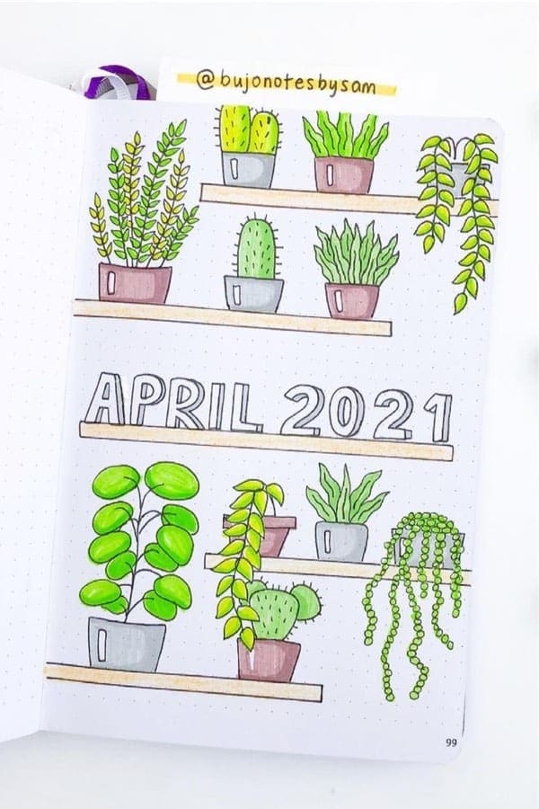 Succulent Doodle Bullet Journal Cover