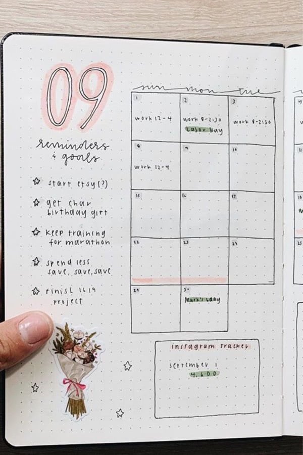 Light Pink Monthly Spread