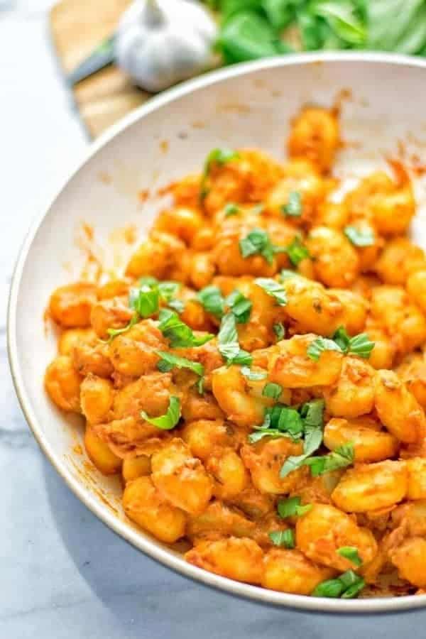 GNOCCHI WITH GARLIC CREAM TOMATO SAUCE