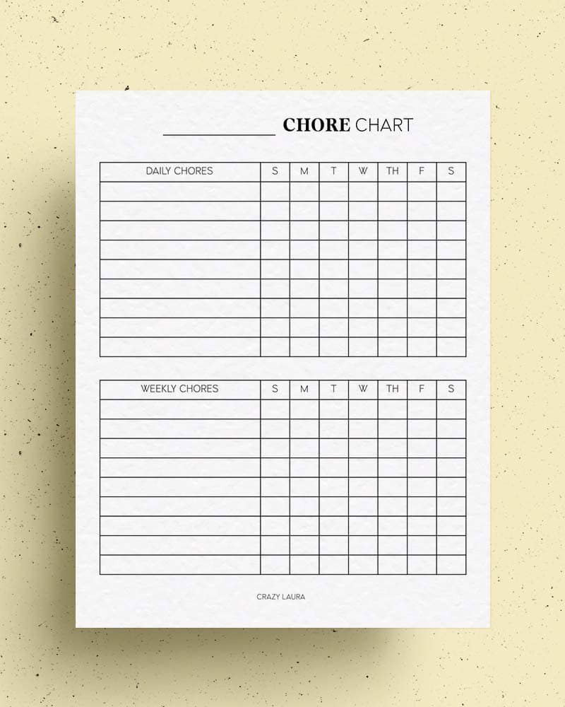 Simple Daily and Weekly Chore Chart