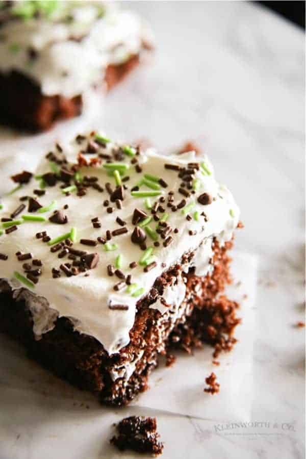 Chocolate Mint Poke Cake