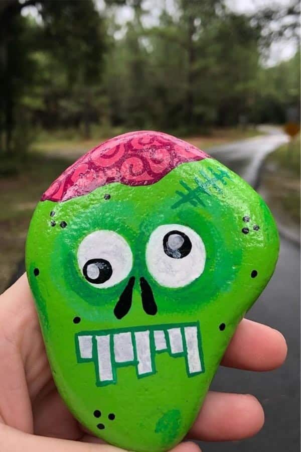 Zombie Themed Painted Rock