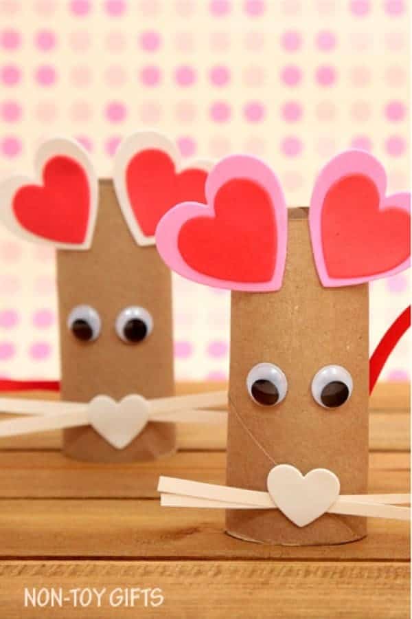 Paper Roll Heart Mouse Craft for Kids