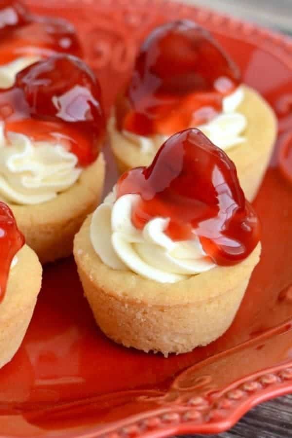 Mini Cherry Cheesecake Cookie Cups