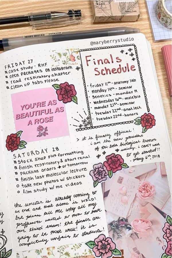 Rose Themed Weekly Spread