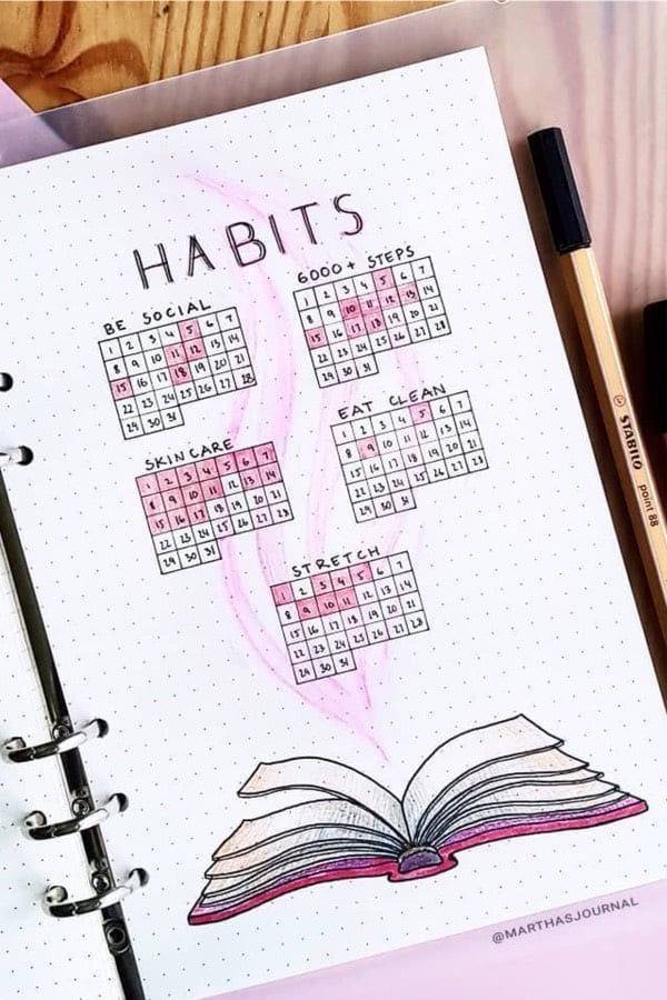 Pink Habit Tracking Layout