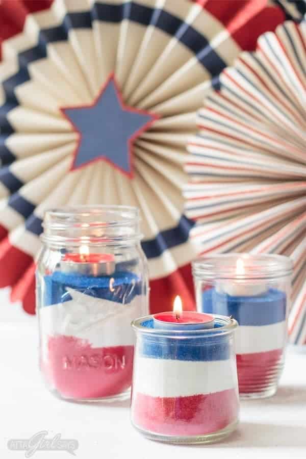 American Flag Mason Jar Sand Art for July 4th