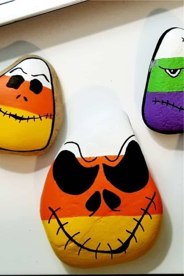 Spooky Candy Corn Painted Pebbles