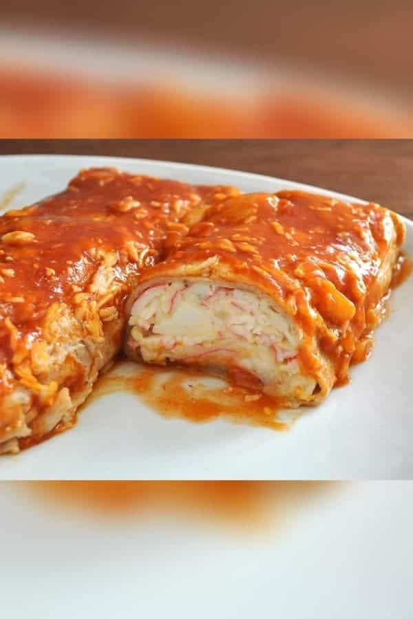 SEAFOOD ENCHILADAS WITH IMITATION CRAB