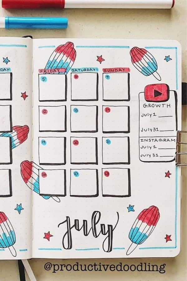 4th Of July Bujo Spread