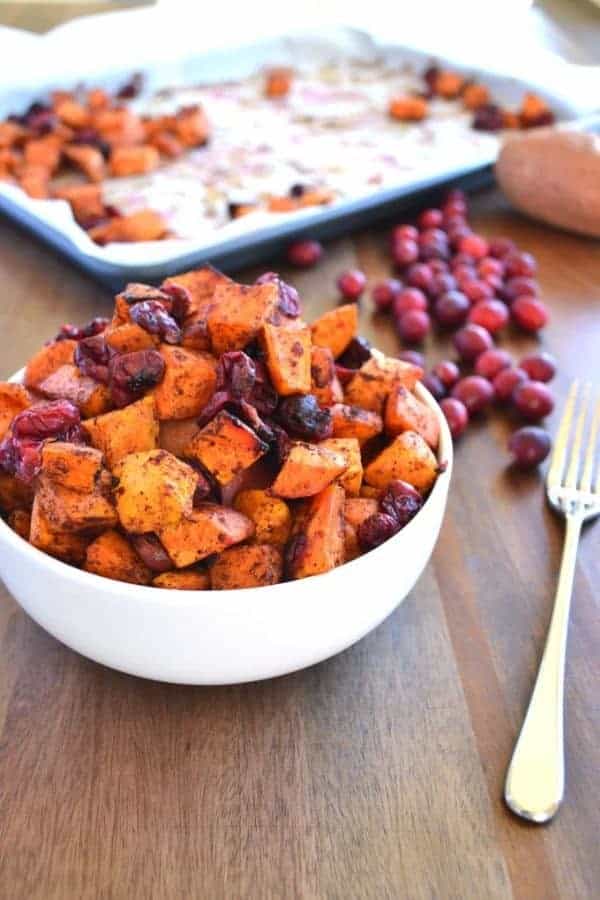 CINNAMON ROASTED SWEET POTATOES AND CRANBERRIES