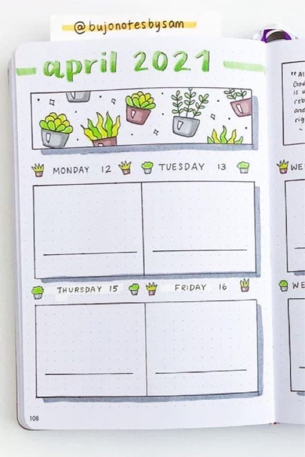 April Weekly Spread With Succulents