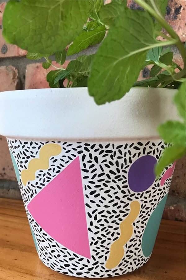 90’s Theme Painted Flower Pot