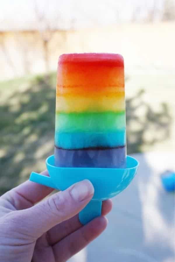 Rainbow Jell-O Popsicles