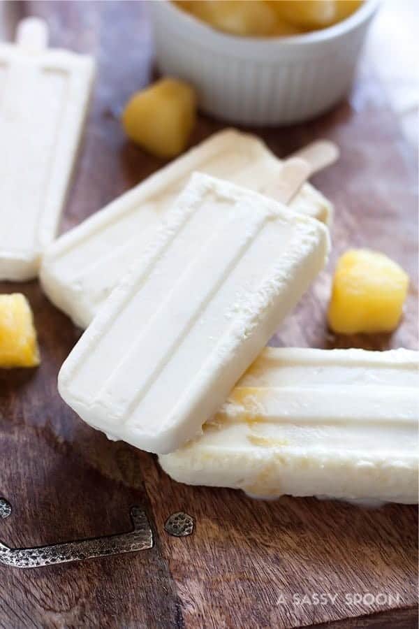 5-ingredient Piña Colada Popsicles