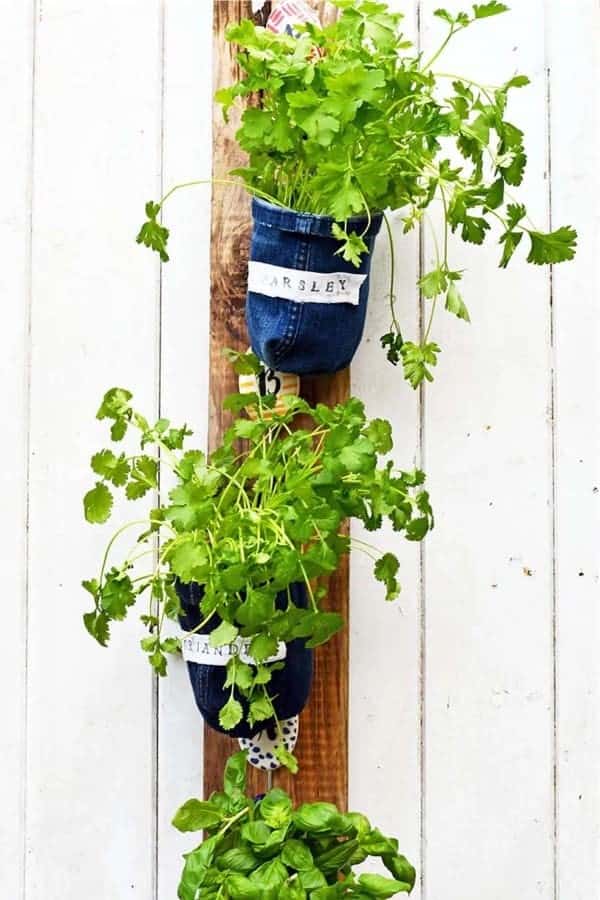 Indoor Herb Garden Planters From Denim