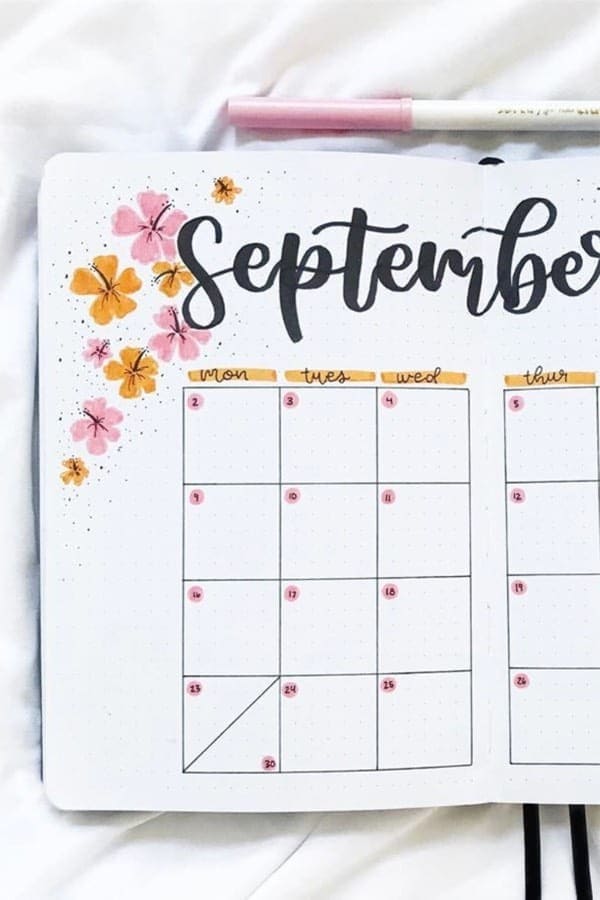 Orange & Pink Monthly Spread