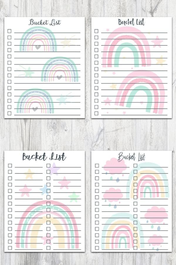 FREE RAINBOW BUCKET LIST PRINTABLE