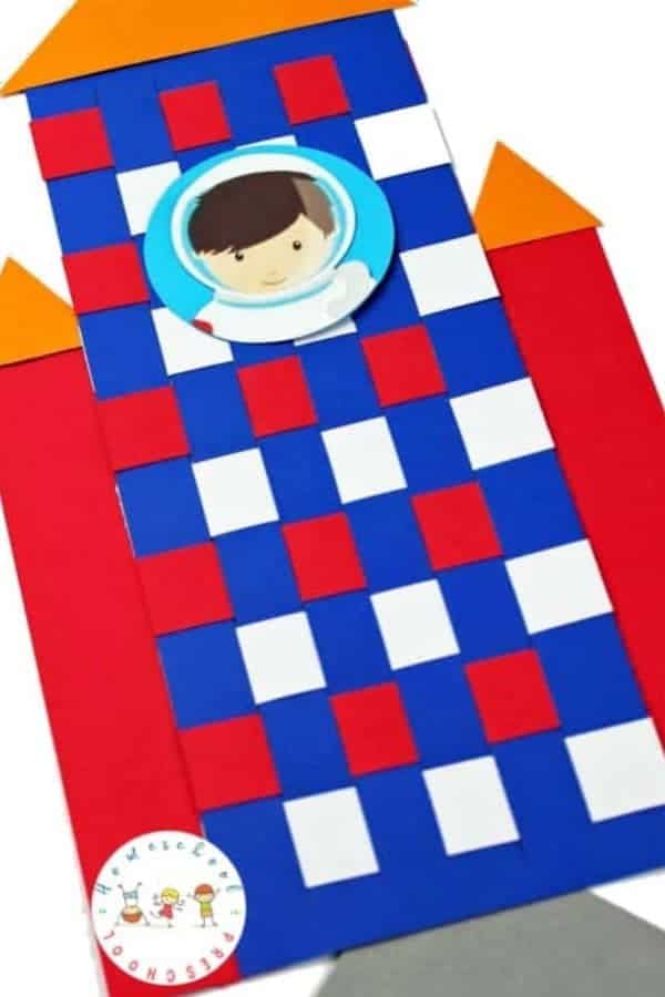 Paper Weaving Rocket Craft for Preschoolers