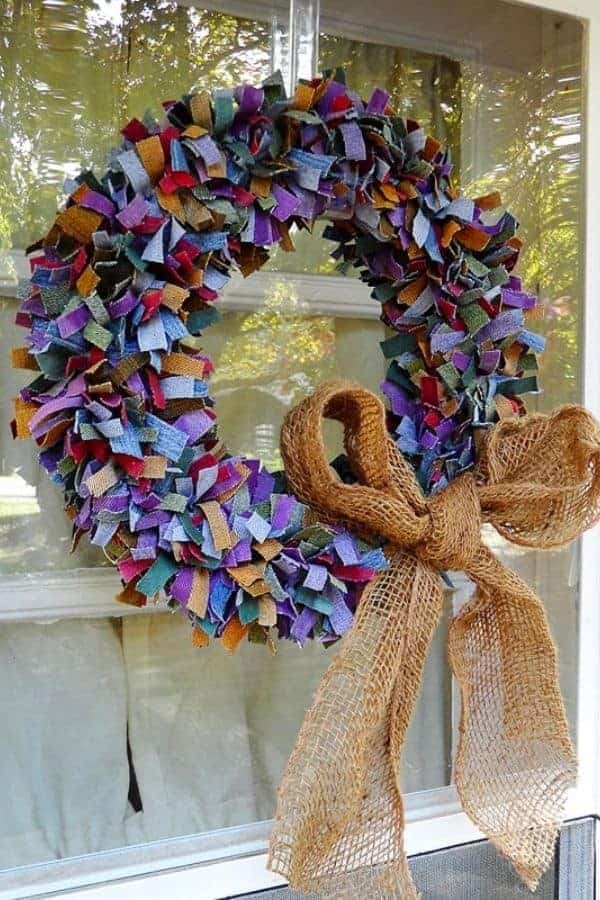 COLORED DENIM SCRAP WREATH