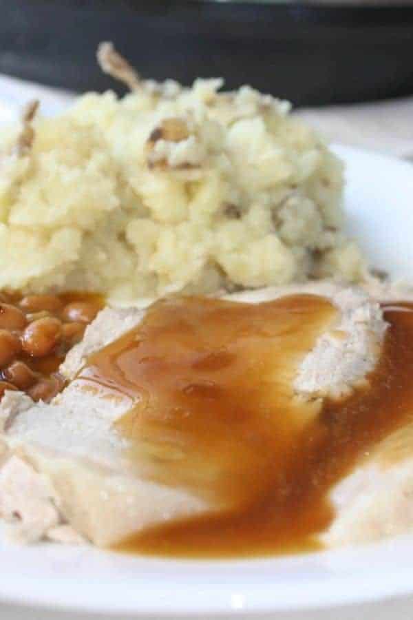 INSTANT POT PORK ROAST WITH GARLIC MASHED POTATOES