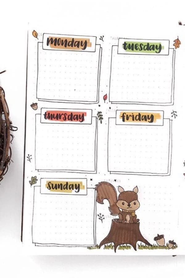 Squirrel Weekly Spread