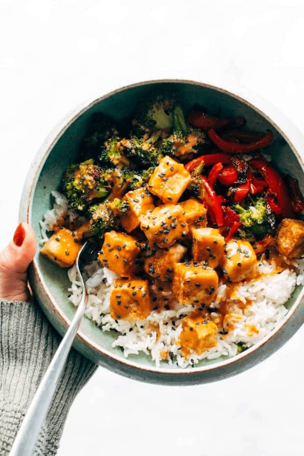 Spicy Sweet Potato and Green Rice Burrito Bowls