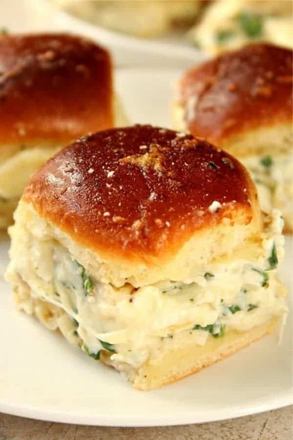 Cheesy Spinach Artichoke Dip Sliders