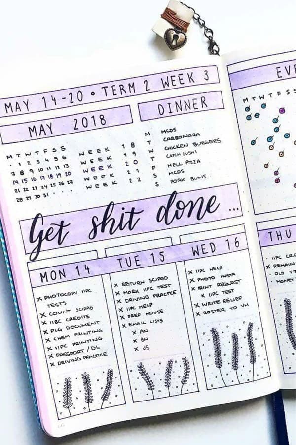 May Weekly Spread In Purple