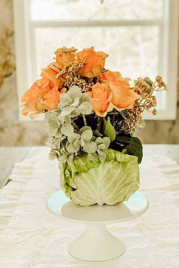 DIY CABBAGE FLOWER ARRANGEMENT