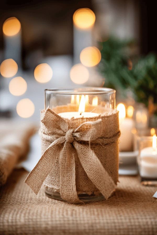 Burlap-wrapped Candle Holders