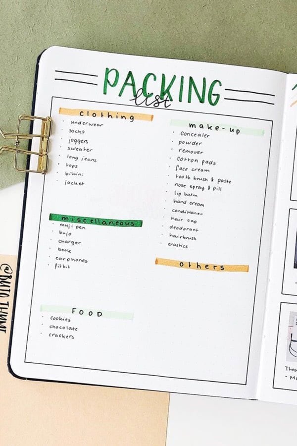 PACKING List Spread