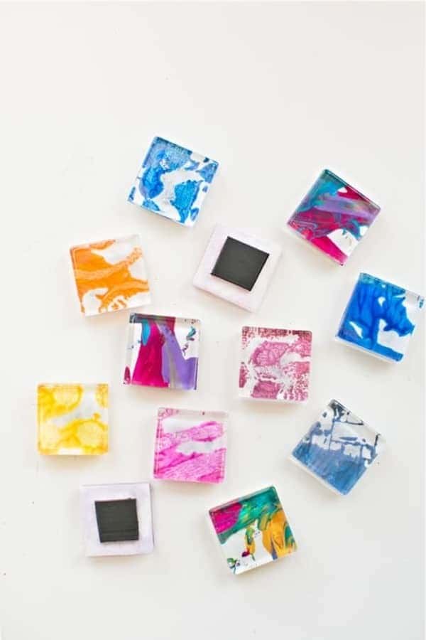 DIY Glass Tile Magnets From Kids Art