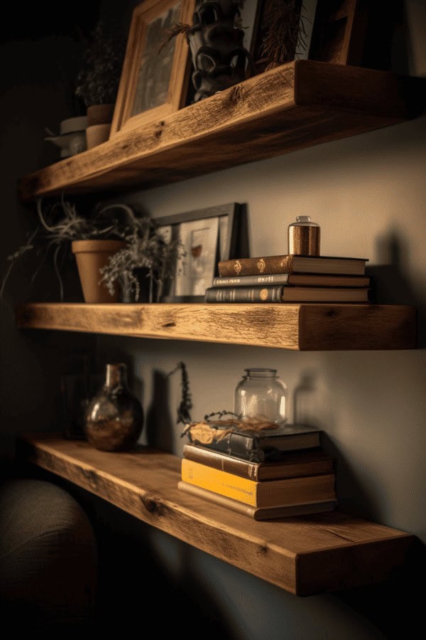 Reclaimed wood shelves