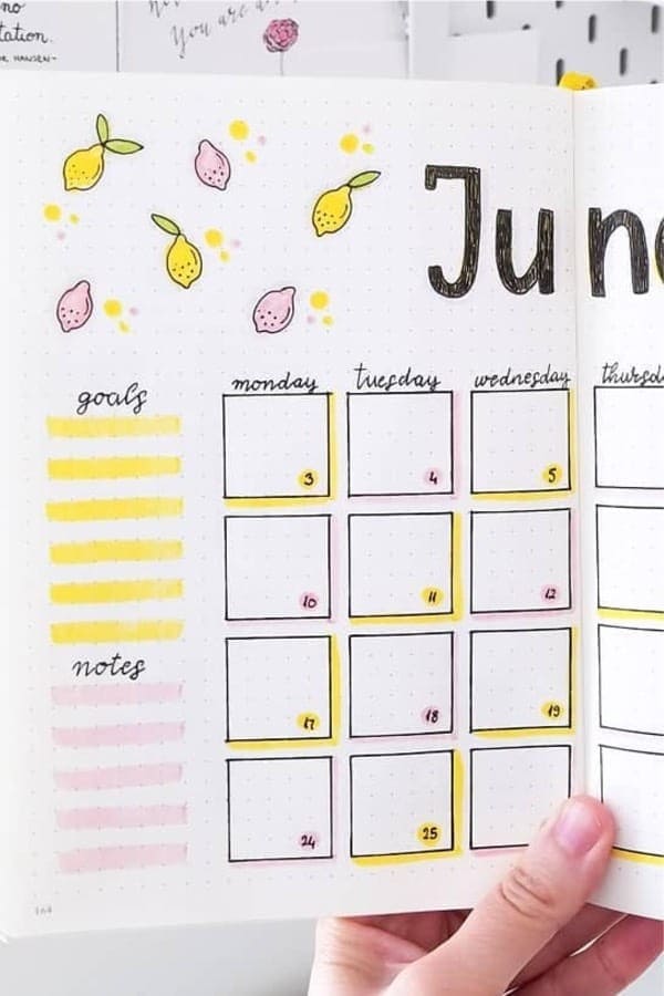 Pastel Lemon Monthly Spread